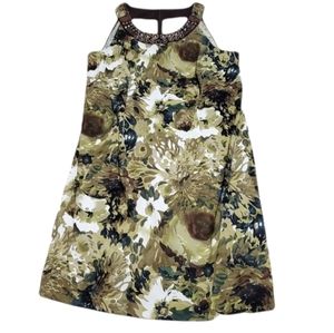 Dress Barn  Round‎ Halter Neckline Floral Sleeveless Dress Size 18.